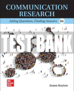 Test Bank For Communication Research: Asking Questions, Finding Answers, 6th Edition All Chapters