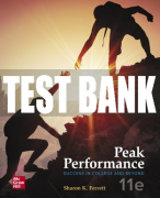 Test Bank For Peak Performance: Success in College and Beyond, 11th Edition All Chapters