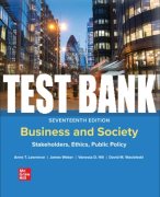 Test Bank For Business and Society: Stakeholders, Ethics, Public Policy, 17th Edition All Chapters