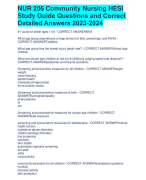 NUR 206 Community Nursing HESI Study Guide Questions and Correct Detailed Answers 2023-2024
