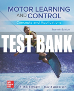 Test Bank For Motor Learning and Control: Concepts and Applications, 12th Edition All Chapters