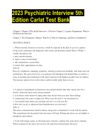 2023 Psychiatric Interview 5th Edition Carlat Test Bank