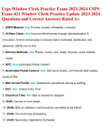 Usps Window Clerk Practice Exam 2023-2024 USPS  Exam 421 Window Clerk Practice Update 2023-2024  Questions and Correct Answers Rated A+