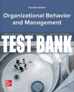 Test Bank For Organizational Behavior and Management, 12th Edition All Chapters