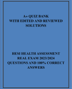 HESI HEALTH ASSESSMENT REAL EXAM 2023/2024 QUESTIONS AND 100% CORRECT ANSWERS
