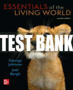 Test Bank For Essentials of The Living World, 7th Edition All Chapters