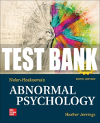 Test Bank For Nolen-Hoeksema's Abnormal Psychology, 9th Edition All Chapters