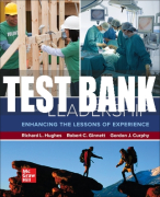 Test Bank For Leadership: Enhancing the Lessons of Experience, 10th Edition All Chapters