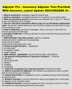 Adjuster Pro - Insurance Adjuster Test Provided With Answers, Latest Update 2023/GRADED A+. 
