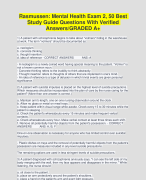 Rasmussen: Mental Health Exam 2, 50 Best Study Guide Questions With Verified Answers/GRADED A+ 
