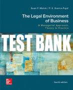 Test Bank For The Legal Environment of Business, A Managerial Approach: Theory to Practice, 4th Edition All Chapters
