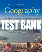 Test Bank For Introduction to Geography, 16th Edition All Chapters