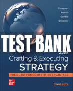 Test Bank For Crafting and Executing Strategy: Concepts, 23rd Edition All Chapters