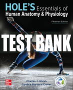 Test Bank For Hole's Essentials of Human Anatomy & Physiology, 15th Edition All Chapters