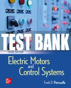 Test Bank For Electric Motors and Control Systems, 3rd Edition All Chapters