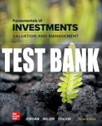 Test Bank For Fundamentals of Investments: Valuation and Management, 10th Edition All Chapters