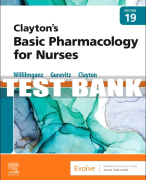 Test Bank For Clayton's Basic Pharmacology for Nurses, 19th - 2023 All Chapters