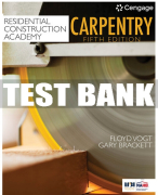 Test Bank For Residential Construction Academy: Carpentry - 5th - 2020 All Chapters