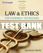 Test Bank For Law and Ethics for Pharmacy Technicians - 3rd - 2020 All Chapters