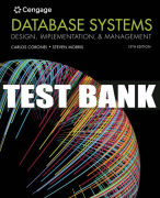Test Bank For Database Systems: Design, Implementation, & Management - 13th - 2019 All Chapters