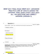 NRNP 6531 FINAL EXAM/NRNP 6531 –ADVANCED  PRACTICE CARE OF ADULTSACROSS THE  LIFESPAN FINAL EXAM LATEST 2023-2024  ALL 100 QUESTIONS AND CORRECT  ANSWERS(VERSION 2)