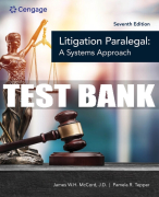 Test Bank For The Litigation Paralegal: A Systems Approach - 7th - 2024 All Chapters