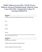 NR507Midterm Exam2023/ NR 507 Week 4  MidtermAdvanced Pathophysiology Midterm Exam  Latest 2023-2024 Chamberlain College Of  Nursing(VERSION B)