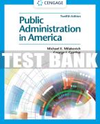 Test Bank For Public Administration in America - 12th - 2023 All Chapters