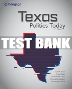 Test Bank For Texas Politics Today - 19th - 2022 All Chapters