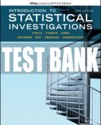 Test Bank For Introduction to Statistical Investigations, 2nd Edition All Chapters