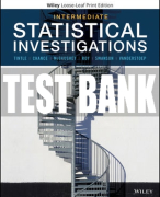 Test Bank For Intermediate Statistical Investigations, 1st Edition All Chapters