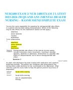 NUR2488 EXAM 2/ NUR 2488EXAM 2 LATEST  2023-2024 (50 QS AND ANS )MENTAL HEALTH  NURSING –RASMUSSEN|COMPLETE EXAM