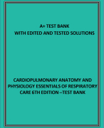 CARDIOPULMONARY ANATOMY AND PHYSIOLOGY ESSENTIALS OF RESPIRATORY CARE 6TH EDITION –TEST BANK