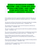 ISYE6414 REGRESSIONSUMMER  MIDTERM 1AND 2EXAM 2022-2024 /  ISYE6414 MIDTERM1 AND 2 REAL  EXAM QUESTIONS AND 100%  CORRECT ANSWERS/ GRADED A