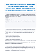 HESI HEALTH ASSESSMENT VERSION 4  LATEST 2023-2024 ACTUAL EXAM  QUESTIONS AND DETAILED ANSWERS  WITH RATIONALES |ALREADY GRADED A+|