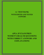 APEA 3P EXAM PREPWOMEN'S HEALTH QUESTIONS WITH CORRECT ANSWERS AND EXPLANATIONS