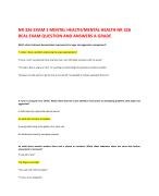  NR 326 EXAM 1 MENTAL HEALTH/MENTAL HEALTH NR 326 REAL EXAM QUESTION AND ANSWERS A GRADE.  