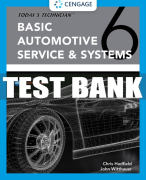Test Bank For Today's Technician:  Basic Automotive Service and Systems, Classroom Manual and Shop Manual - 6th - 2021 All Chapters