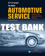 Test Bank For Automotive Service:  Inspection, Maintenance, Repair - 6th - 2020 All Chapters