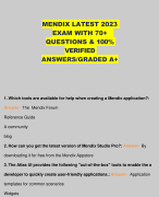 MENDIX LATEST 2023 EXAM WITH 70+   QUESTIONS & 100% VERIFIED ANSWERS/GRADED A