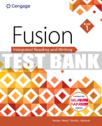 Test Bank For Fusion: Integrated Reading & Writing, Book 1 (w/ MLA9E Updates) - 3rd - 2019 All Chapters