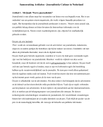 Samenvatting artikelen Journalistieke Cultuur in Nederland