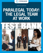 Test Bank For Paralegal Today: The Legal Team at Work - 8th - 2022 All Chapters