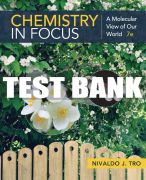 Test Bank For Chemistry in Focus: A Molecular View of Our World - 7th - 2019 All Chapters