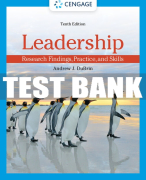 Test Bank For Leadership: Research Findings, Practice, and Skills - 10th - 2023 All Chapters