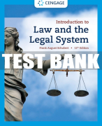 Test Bank For Introduction to Law and the Legal System - 12th - 2023 All Chapters