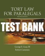 Test Bank For Tort Law for Paralegals 2nd Edition All Chapters