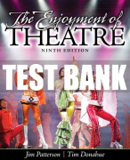 Test Bank For Enjoyment of Theatre, The 9th Edition All Chapters