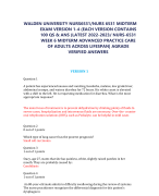 WALDEN UNIVERSITY NURS6531/NURS 6531 MIDTERM  EXAM VERSION 1-4 (EACH VERSION CONTAINS  100 QS & ANS )LATEST 2022-2023/ NURS-6531  WEEK 6 MIDTERM ADVANCED PRACTICE CARE  OF ADULTS ACROSS LIFESPAN| AGRADE  VERIFIED ANSWERS