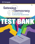Test Bank For Gateways to Democracy: An Introduction to American Government - 5th - 2022 All Chapters